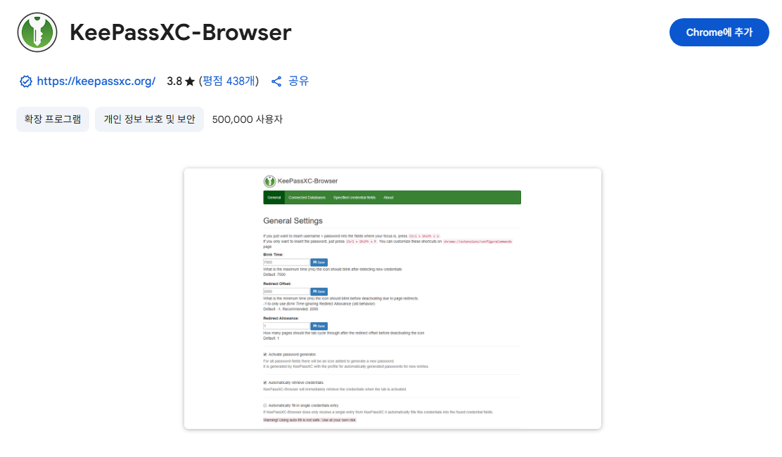 Ekstensi KeePassXC di Chrome Web Store
