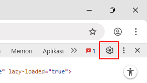 Tombol pengaturan Developer tools